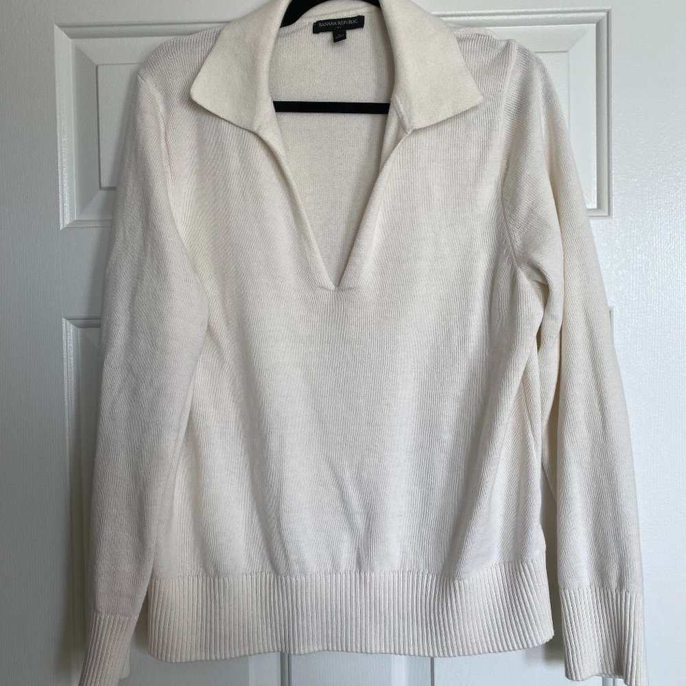 Banana Republic Factory Polo Sweater - Cream
